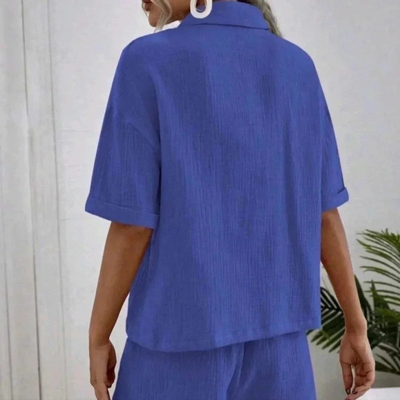 Drop ShoulderPocket Patched Shirt & Shorts - Picture 5 of 5